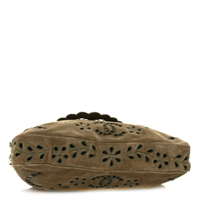 Chanel Suede Embroidered Flap Khaki 3 of 8