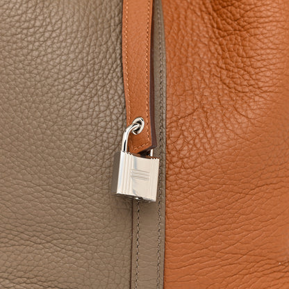 Hermes Taurillon Clemence Casaque Picotin Lock 22 MM Gold Etoupe Nata 7 of 9