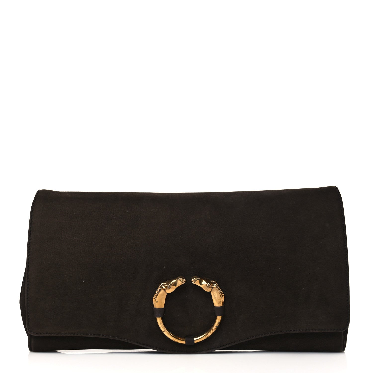 Gucci Nubuck Ribot Horse-Heads Clutch Brown 1 of 8