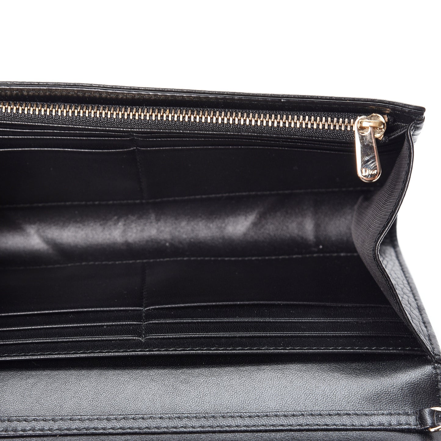Grained Calfskin Diorama Croisiere Chain Wallet Black