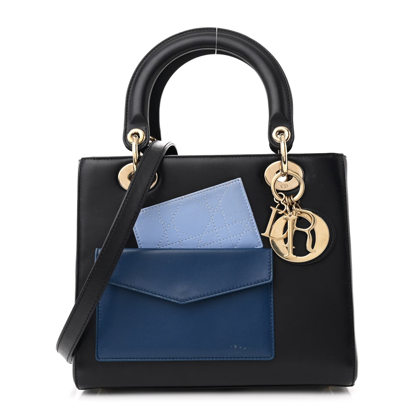 Calfskin Pockets Medium Lady Dior Blue