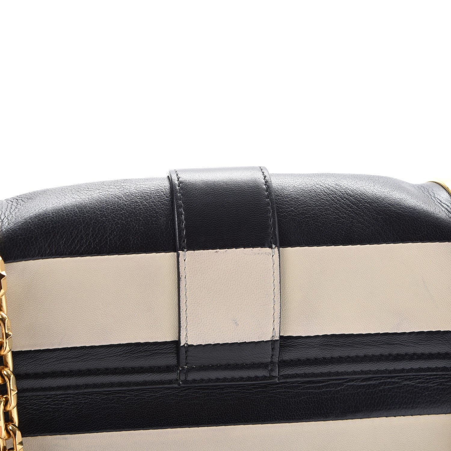 Valentino Garavani Nappa Striped B-Rockstud Flap Black Light Ivory 9 of 12