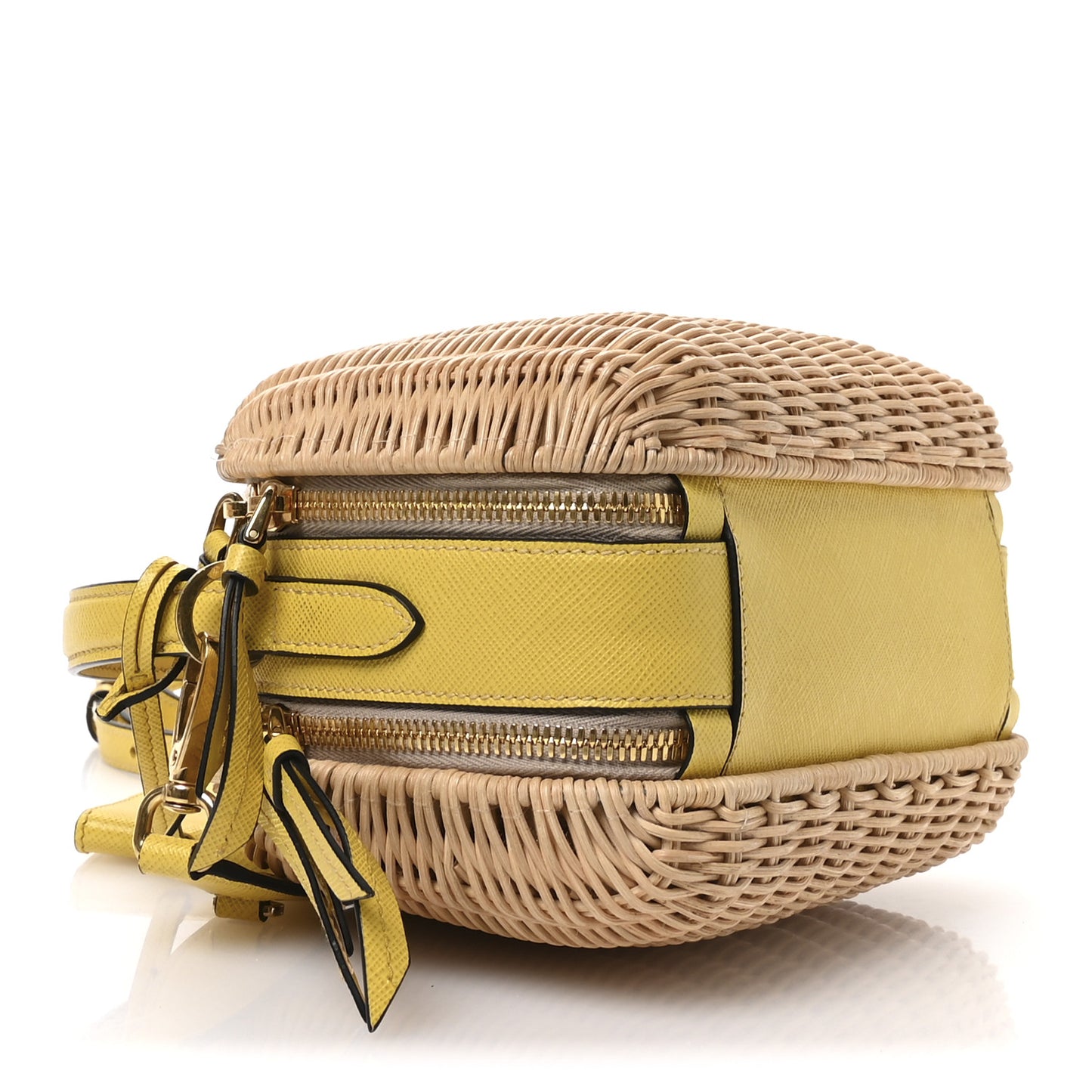 Wicker Saffiano Midolino Odette Top Handle Bag Naturale Sol
