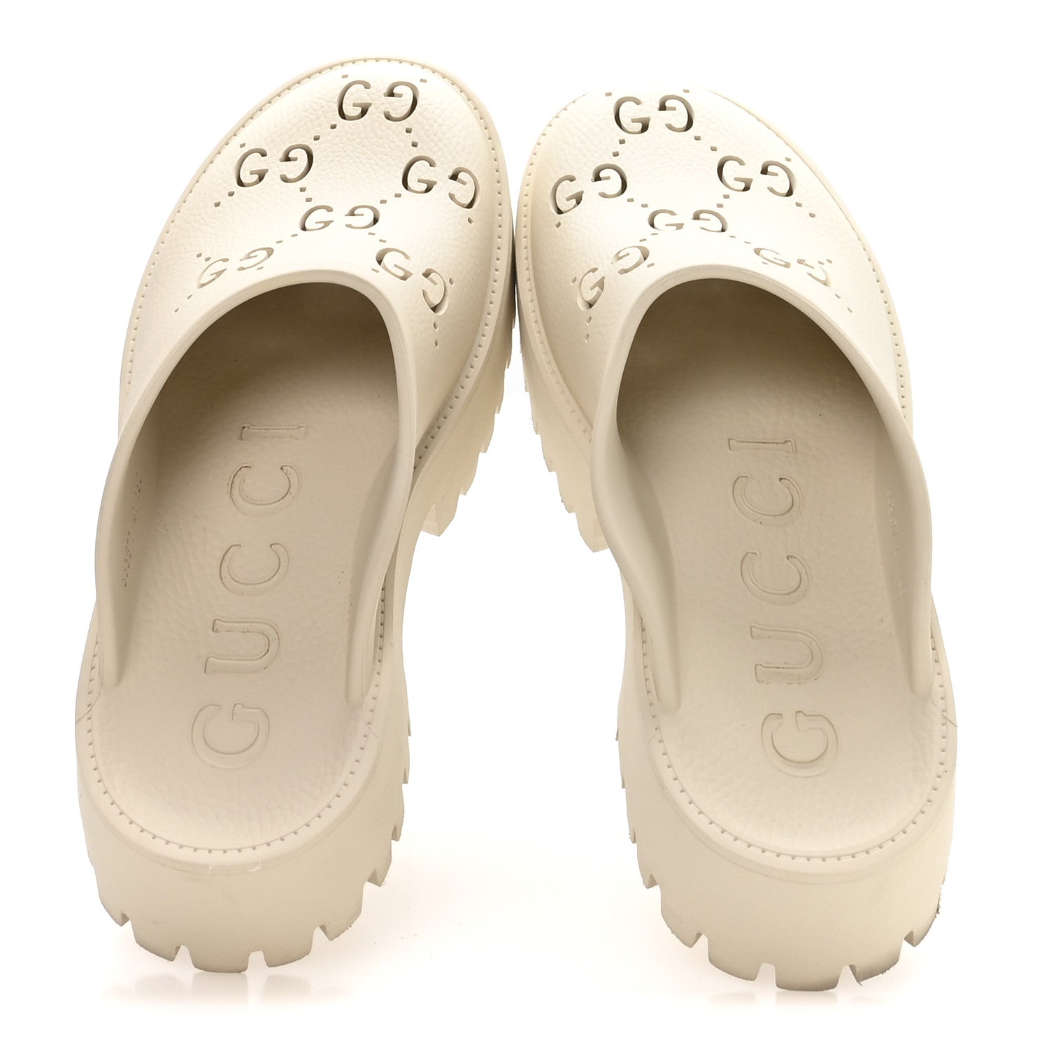Gucci Rubber Monogram GG Go Through Platform Slide Clogs 41 Mystic White 2 of 8