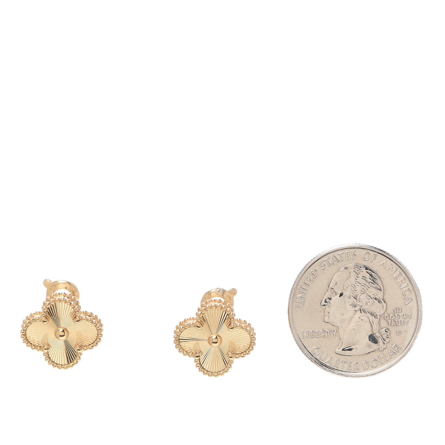 18K Yellow Gold Guilloche Vintage Alhambra Earrings