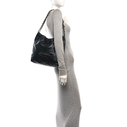 Chanel Shiny Calfskin Quilted Small Chanel 22 Black 2 of 11