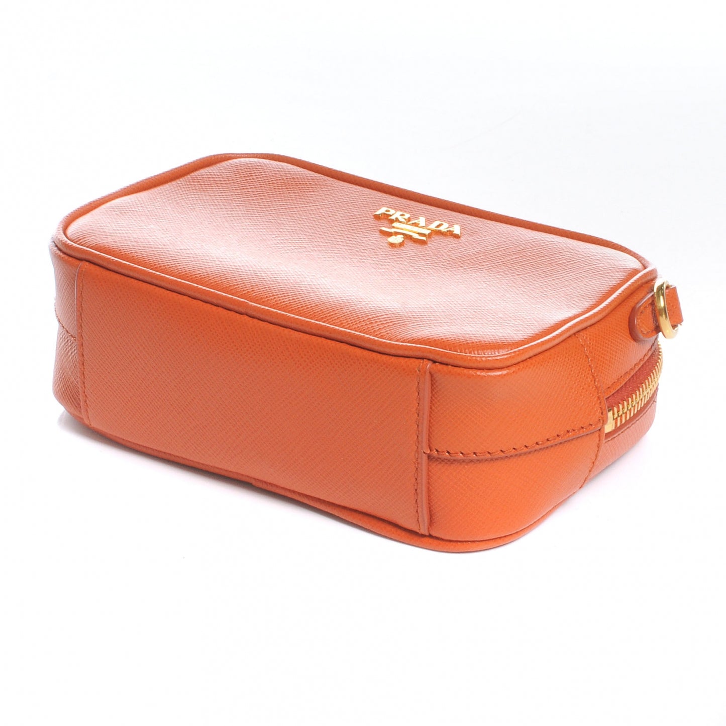 Saffiano Mini Zip Crossbody Bag Papaya