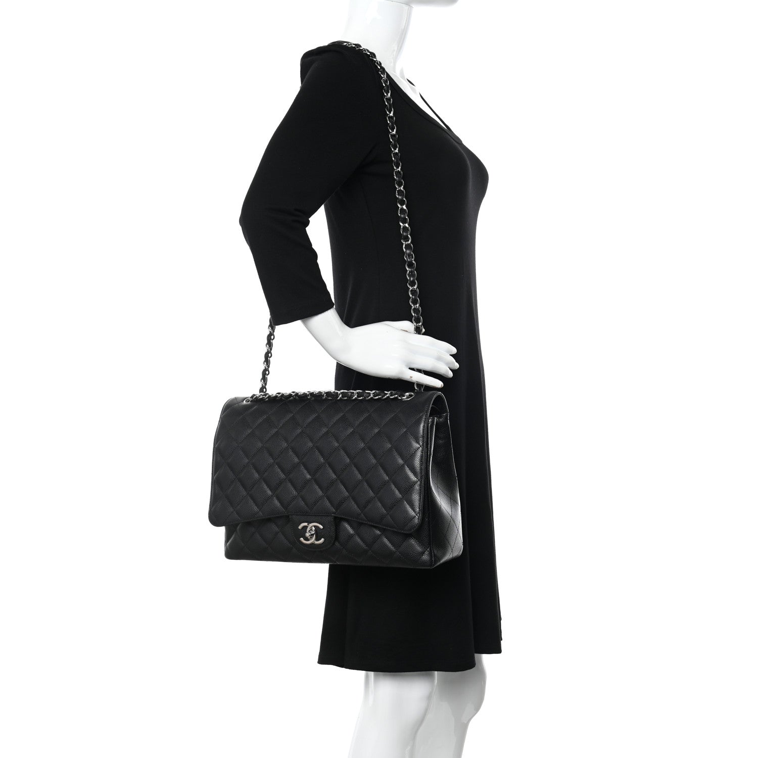 Chanel Caviar Quilted Maxi Double Flap Black 2 of 13