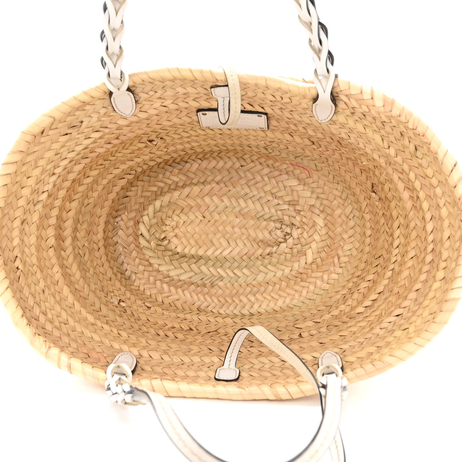 Prada Palmitto Vitello Woven Braided Large Basket Tote Bag Naturale White 5 of 9