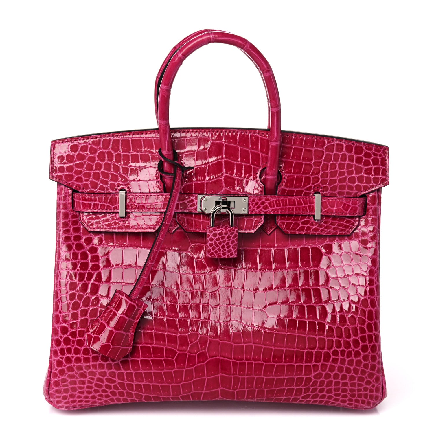 Hermes Shiny Porosus Crocodile Birkin 25 Rose Mexico 1 of 36