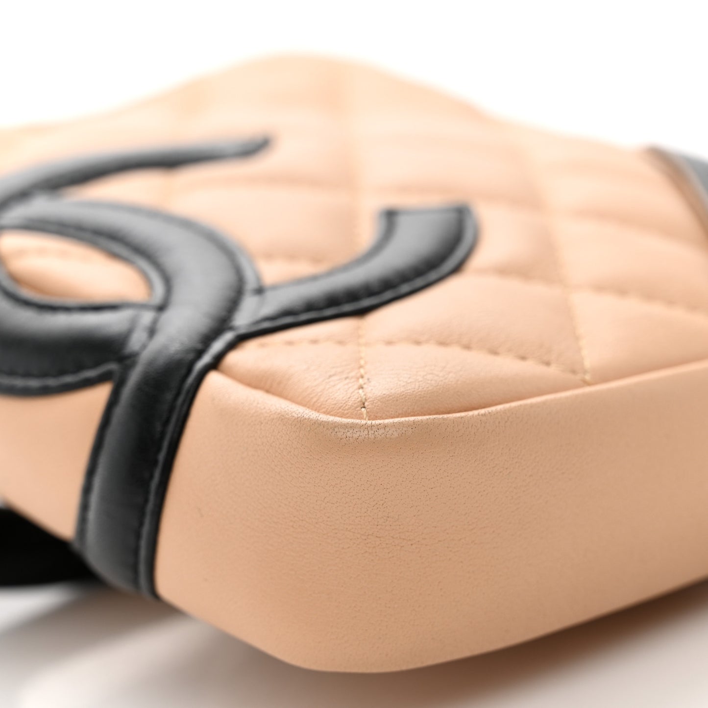 Calfskin Quilted Small Cambon Messenger Beige Black