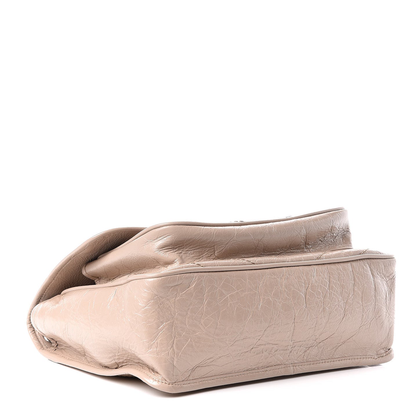 Crinkled Calfskin Matelasse Monogram Medium Niki Chain Satchel Light Natural