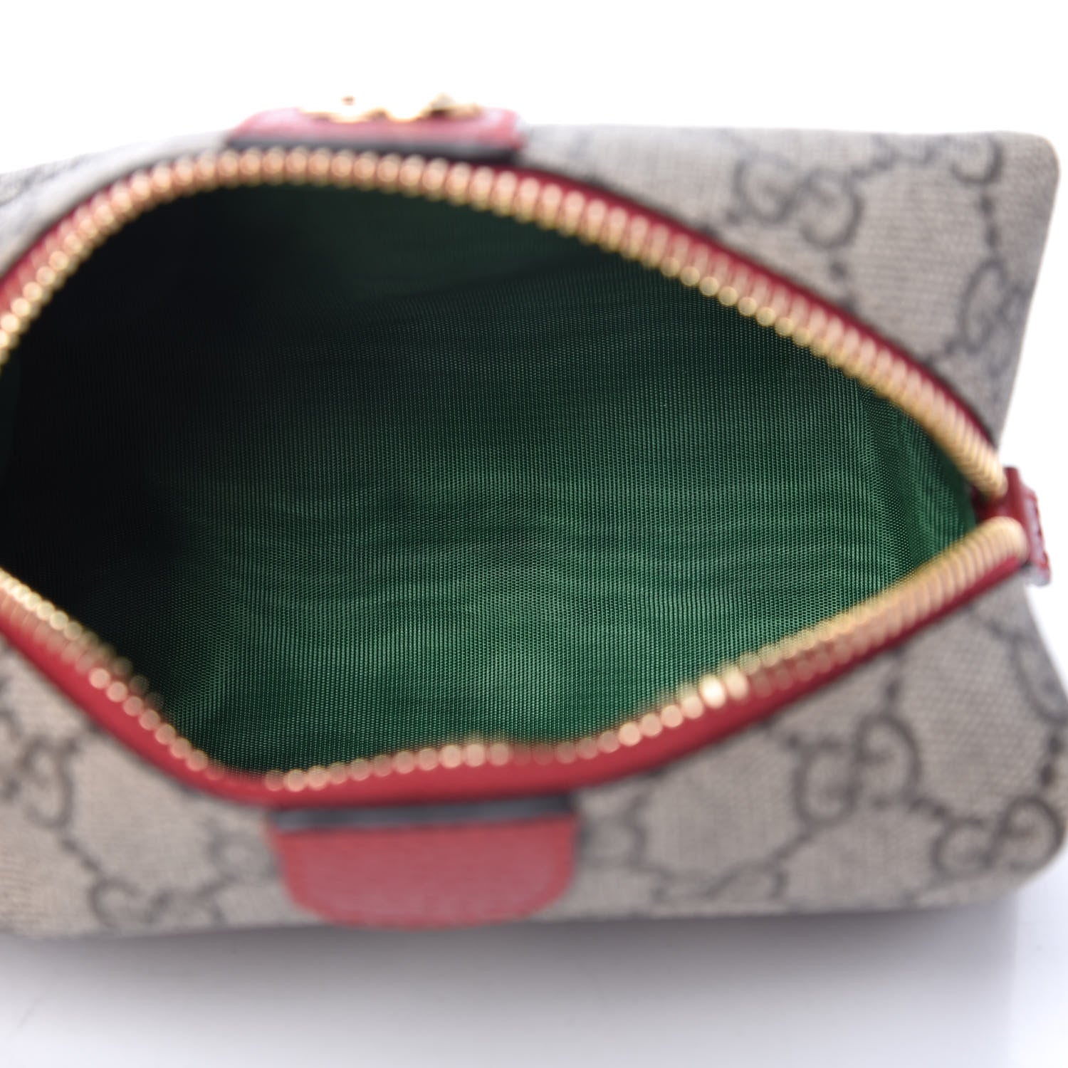 Gucci Soft GG Supreme Monogram Calfskin Small Ophidia Cosmetic Case Beige Ebony Hibiscus Red 5 of 10