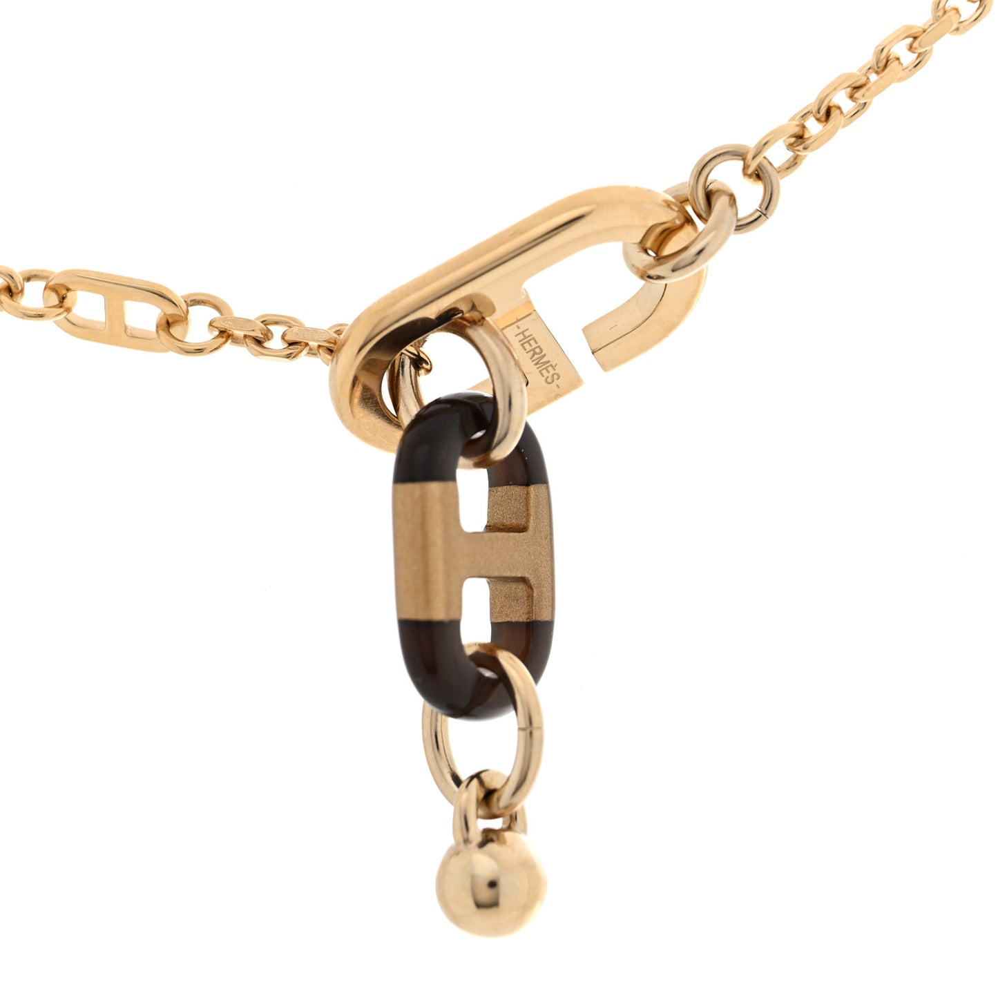 Lacquered Horn Permabrass Sur Mer Necklace Small Model Gold Black