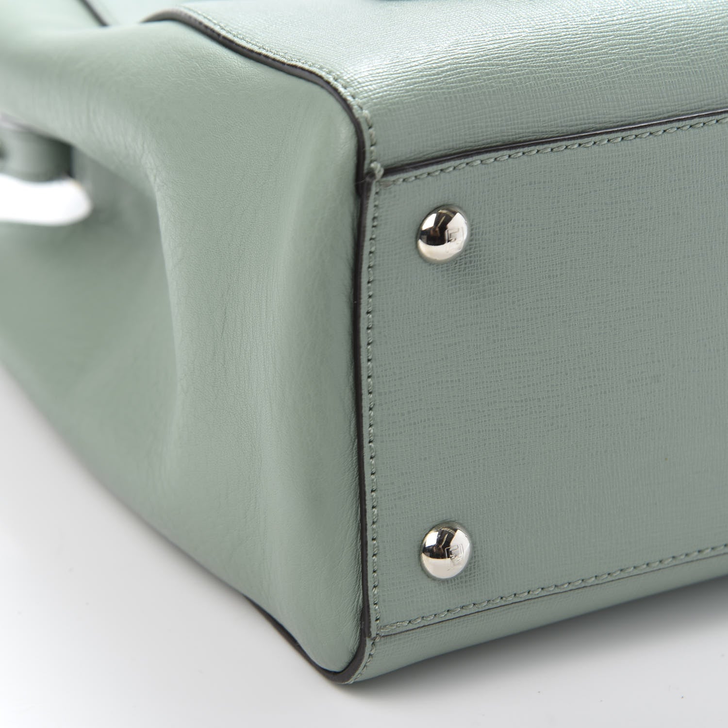 Fendi Vitello Elite Flamingo Petite 2Jours Tote Menta 5 of 9