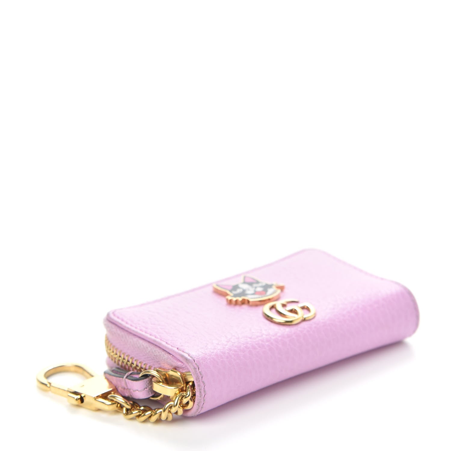 Gucci Dollar Calfskin Bosco Zip Around Key Case Malva 4 of 9