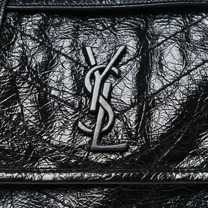 Saint Laurent Crinkled Calfskin Matelasse Monogram Baby Niki Chain Satchel Black 8 of 10