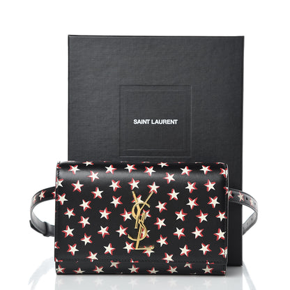 Saint Laurent Smooth Calfskin Star Print Monogram Kate Belt Bag Black Ivory Red 9 of 10