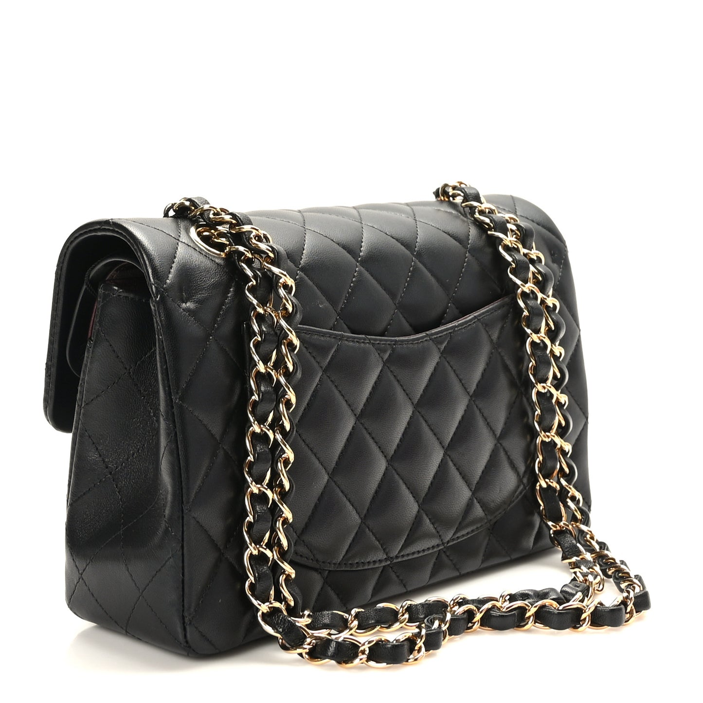 Lambskin Quilted Small Double Flap Black