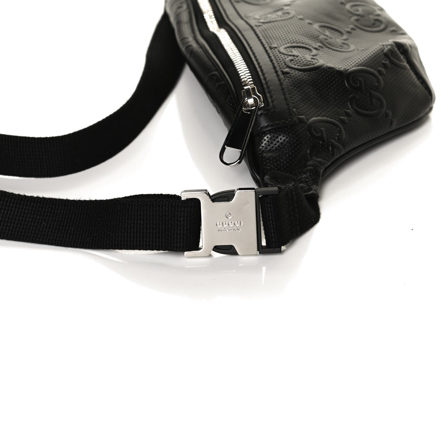 Gucci Calfskin GG Tennis Embossed Belt Bag Black 8 of 13