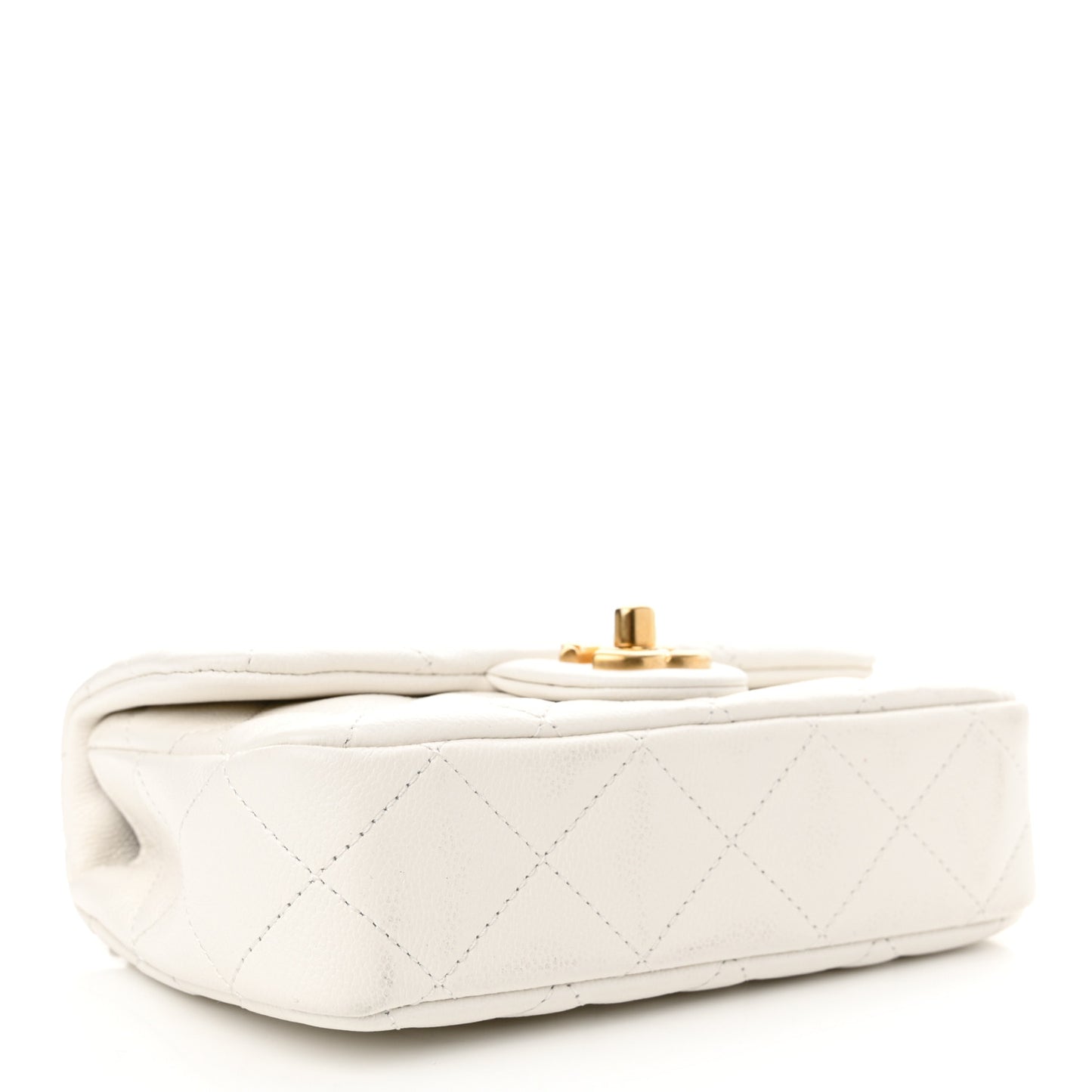 Caviar Quilted Mini Sweetheart Rectangular Flap White