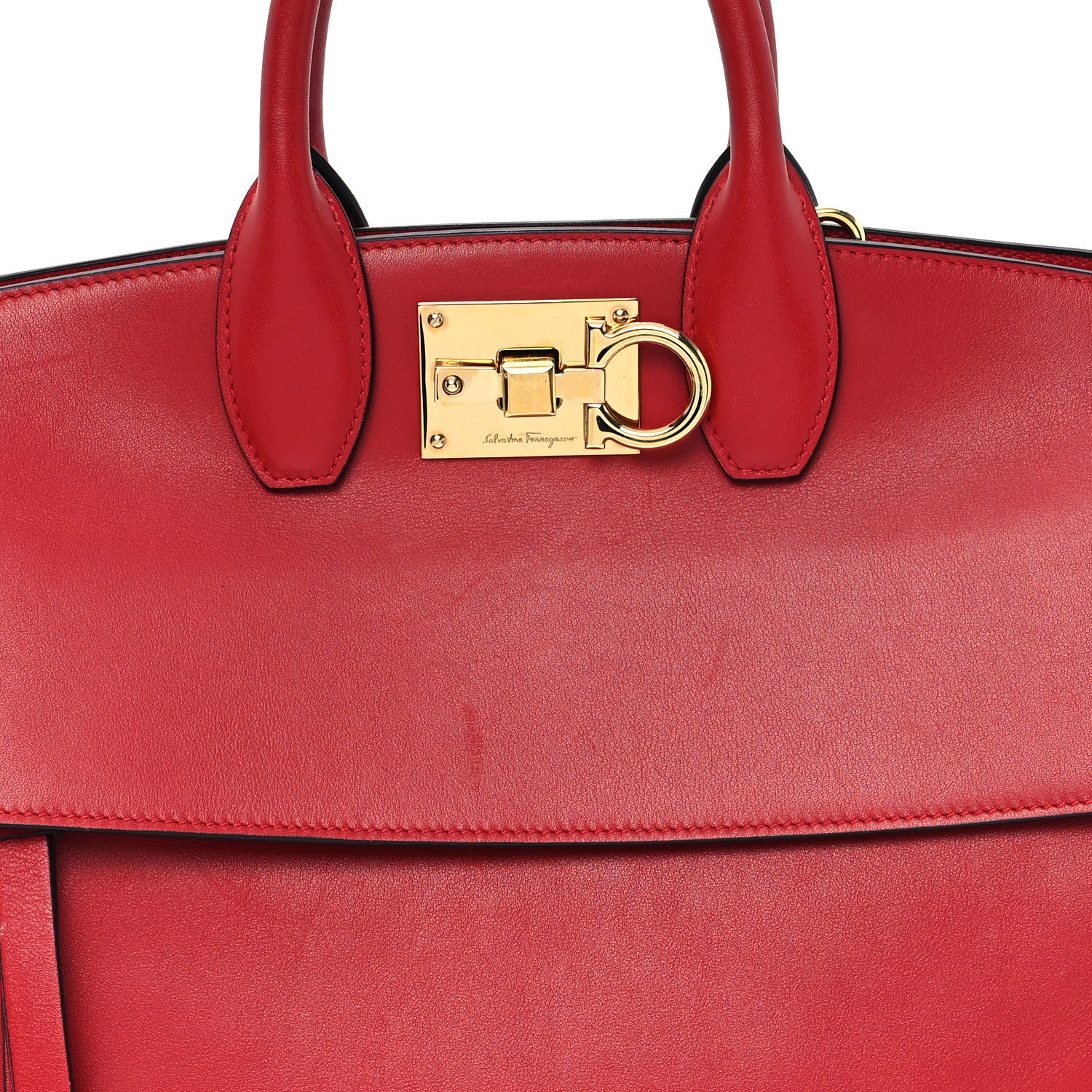 Salvatore Ferragamo Calfskin Medium The Studio Bag Red 7 of 10