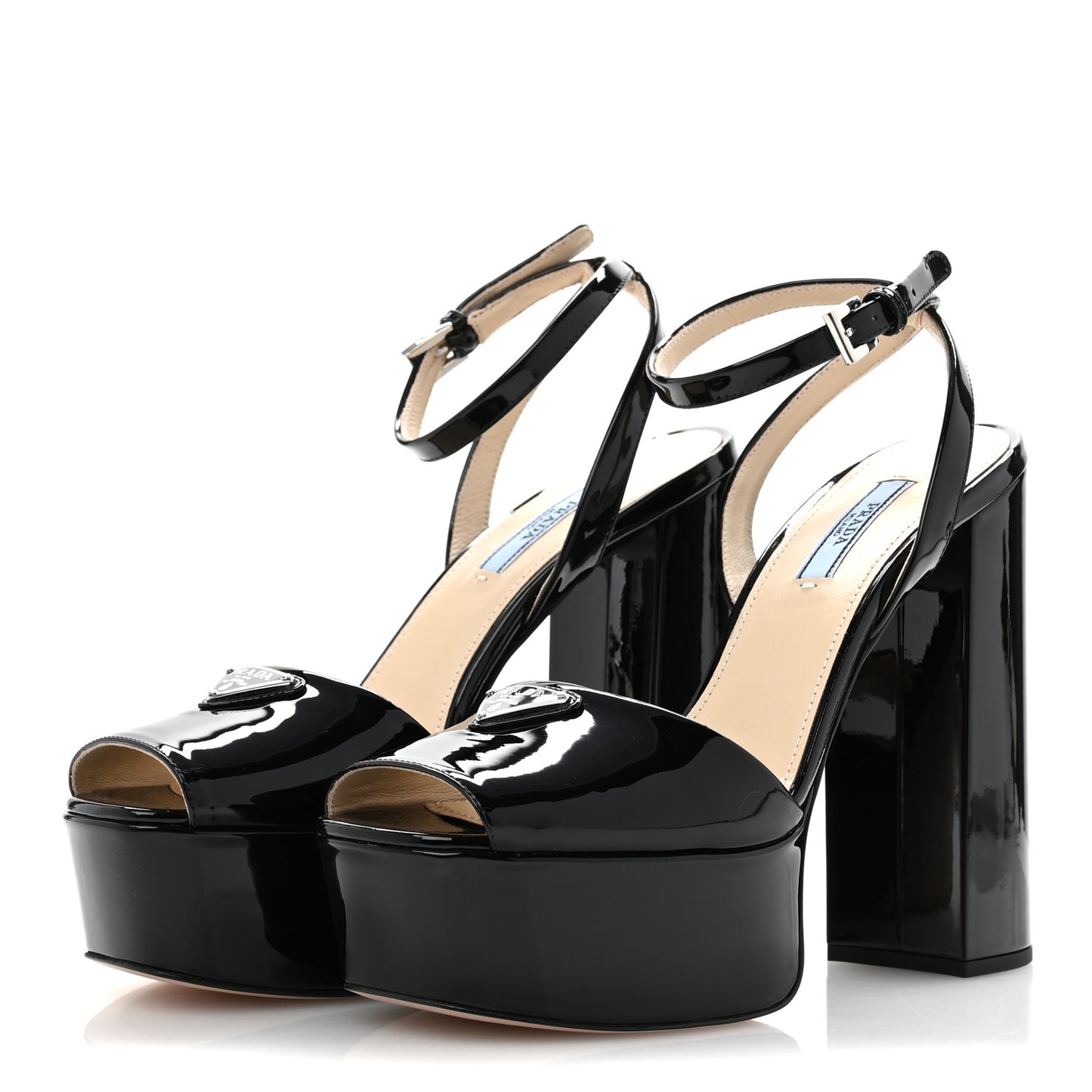 Vernice Metal Triangle Logo Ankle Strap 40/135mm Platform Sandals 38 Black