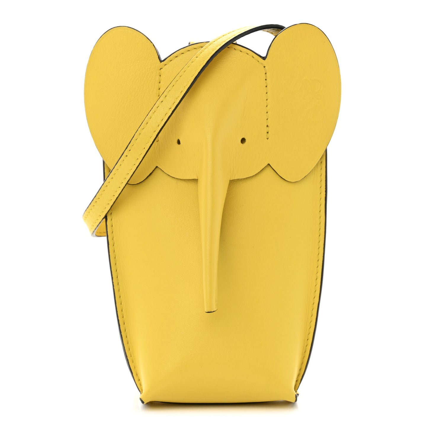 Calfskin Elephant Pouch Crossbody Bag Yellow