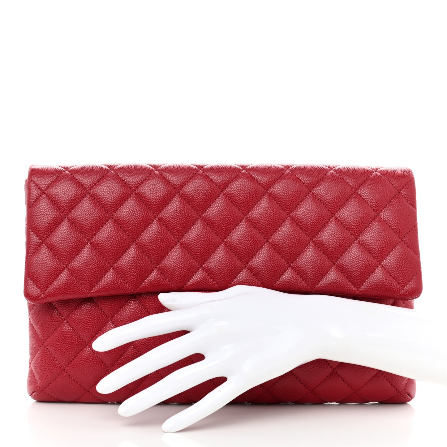 Caviar Quilted Flap Clutch Dark Pink