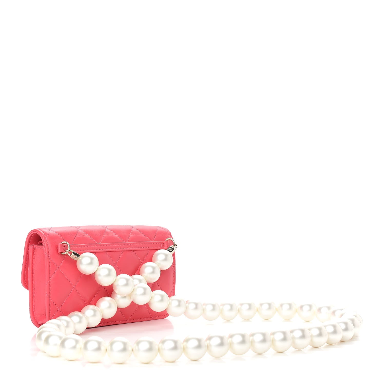 Chanel Calfskin Quilted Maxi Pearls Clutch With Chain Pink 2 of 9