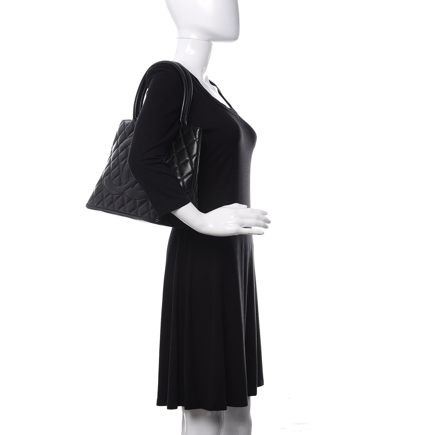 Caviar Quilted Medallion Tote Black