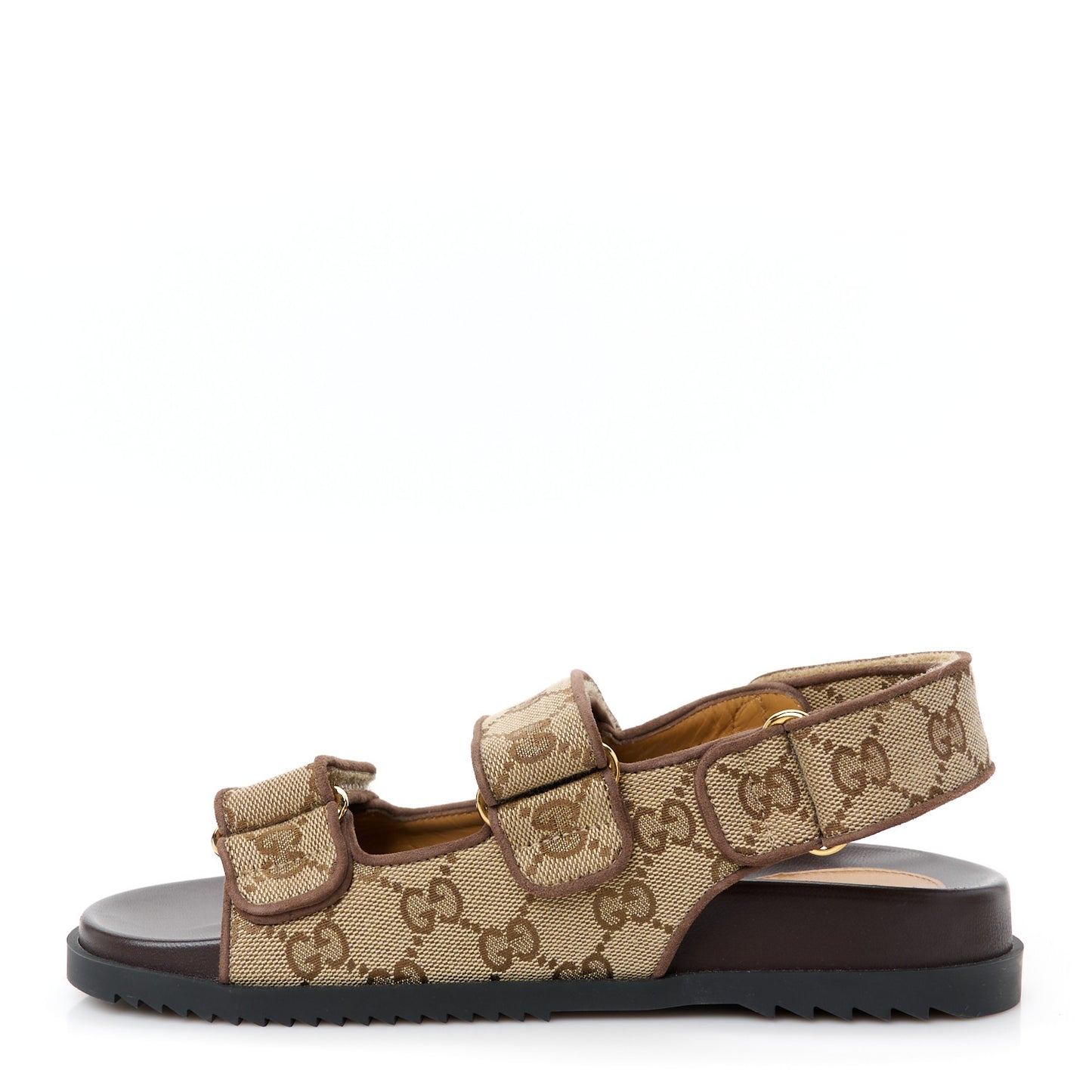 Monogram Kid Scamosciato Double G Womens Dad Sandals 36.5 Beige Ebony New Acero