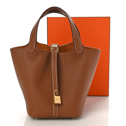 Hermes Taurillon Clemence Picotin Lock 18 PM Gold 9 of 9