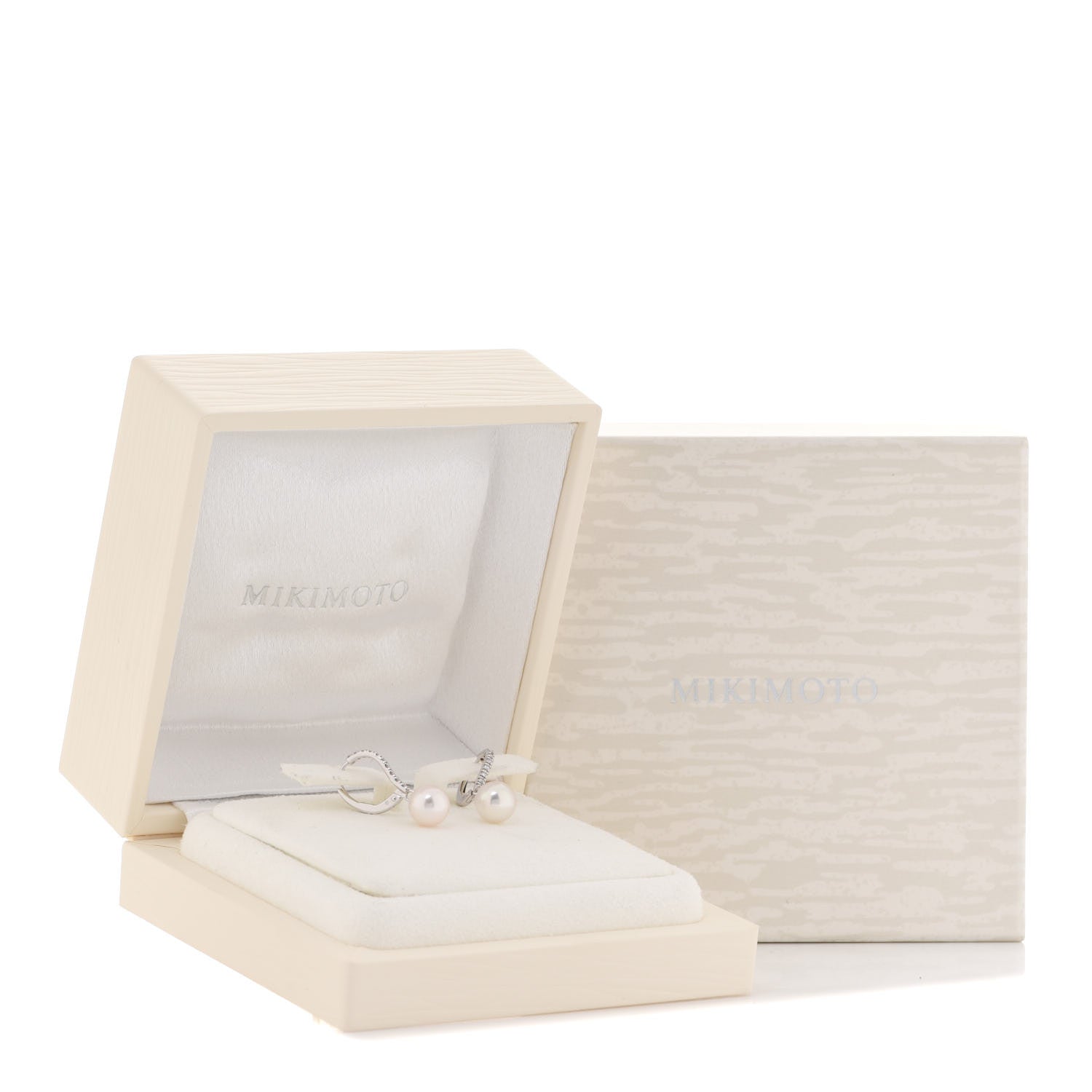 Mikimoto 18K White Gold Diamond Akoya Pearl 7.5mm Drop Earrings 6 of 6