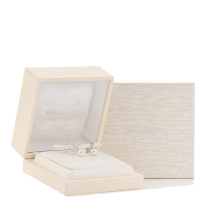 Mikimoto 18K White Gold Diamond Akoya Pearl 7.5mm Drop Earrings 6 of 6