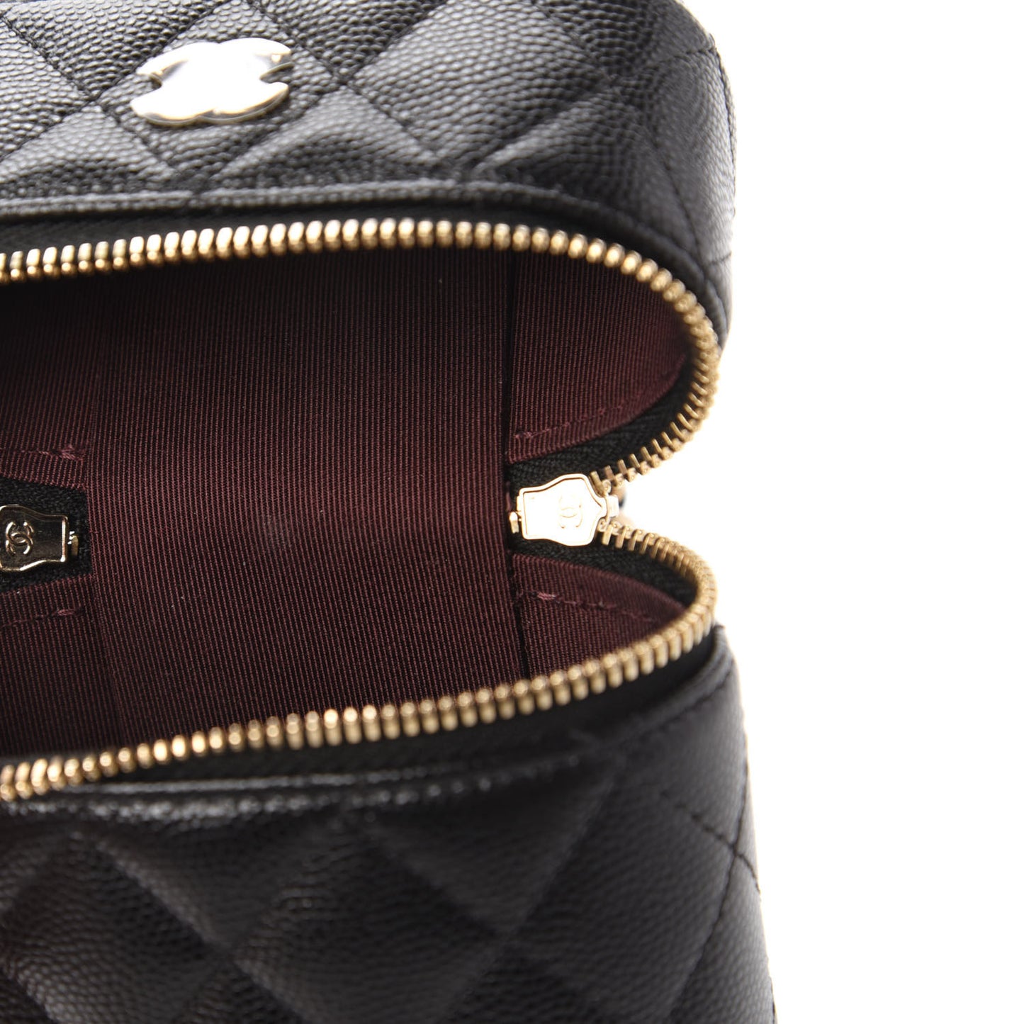Caviar Quilted Phone Holder With Chain Black