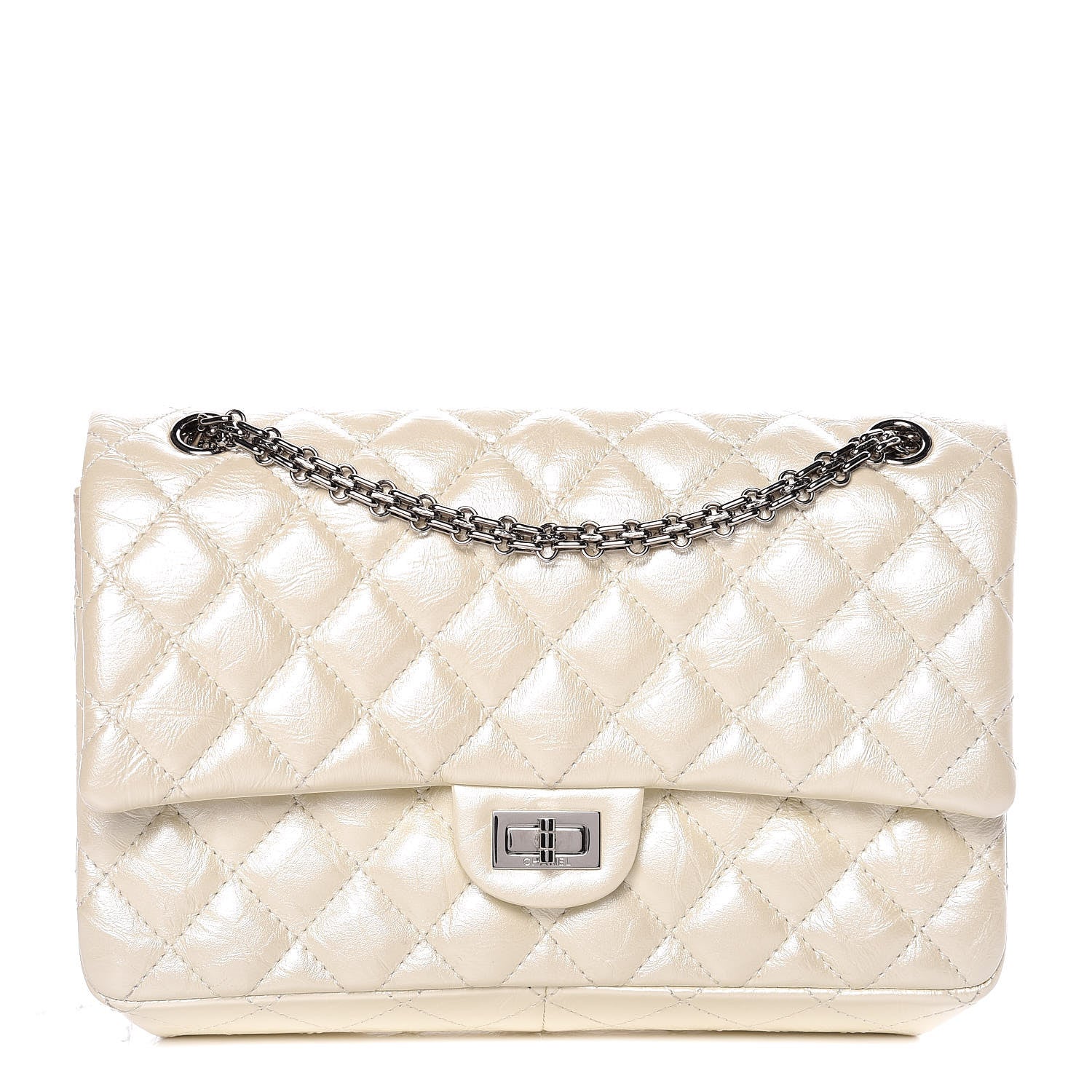 Chanel Metallic Aged Calfskin Quilted 2.55 Reissue 226 Flap White 1 of 13