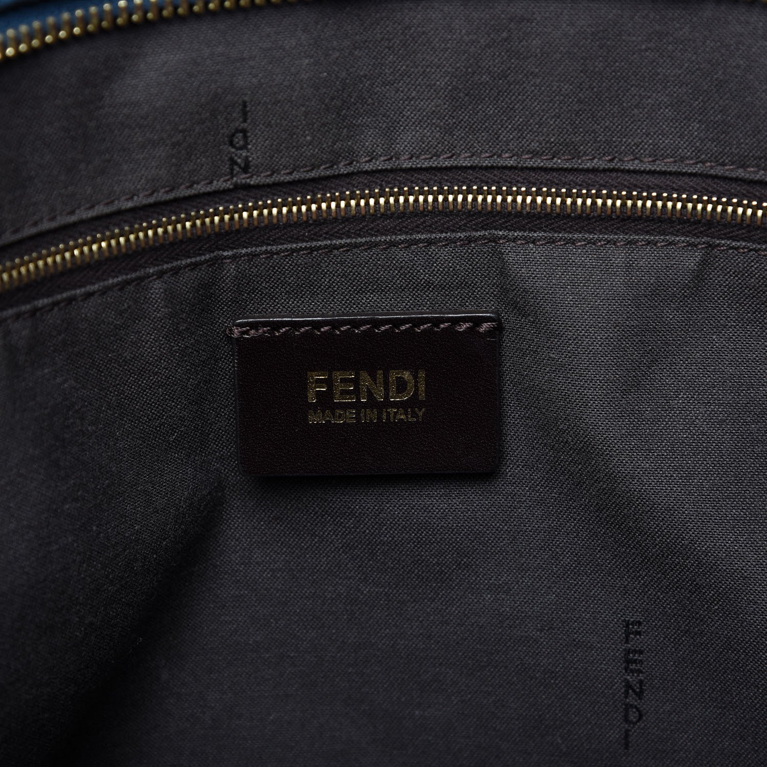 Fendi Pequin Vitello Medium Roll Tote Tobacco Petrolio 8 of 10