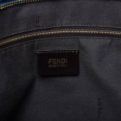 Fendi Pequin Vitello Medium Roll Tote Tobacco Petrolio 8 of 10