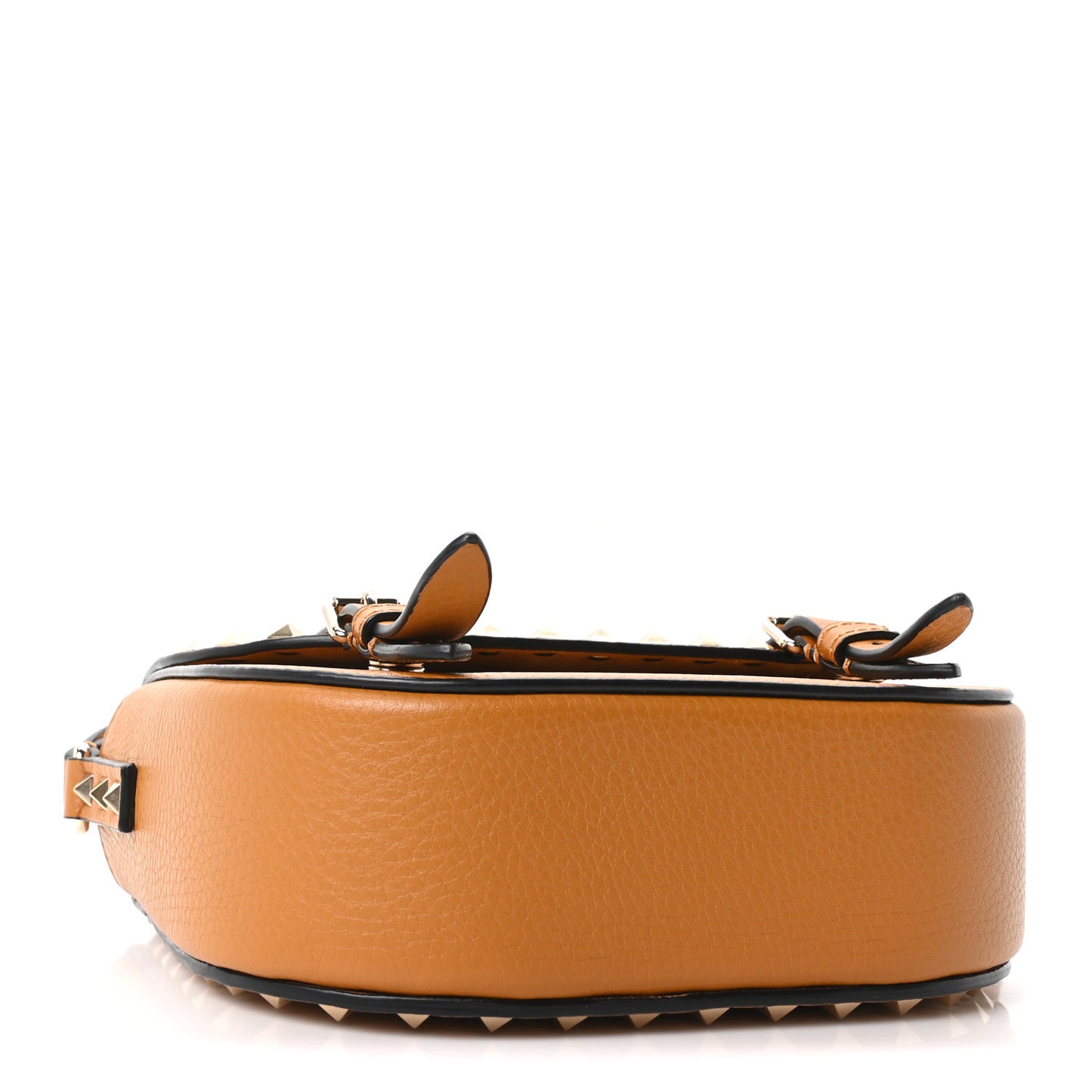Vitello Small Rockstud Satchel Crossbody Bag Light Cuir