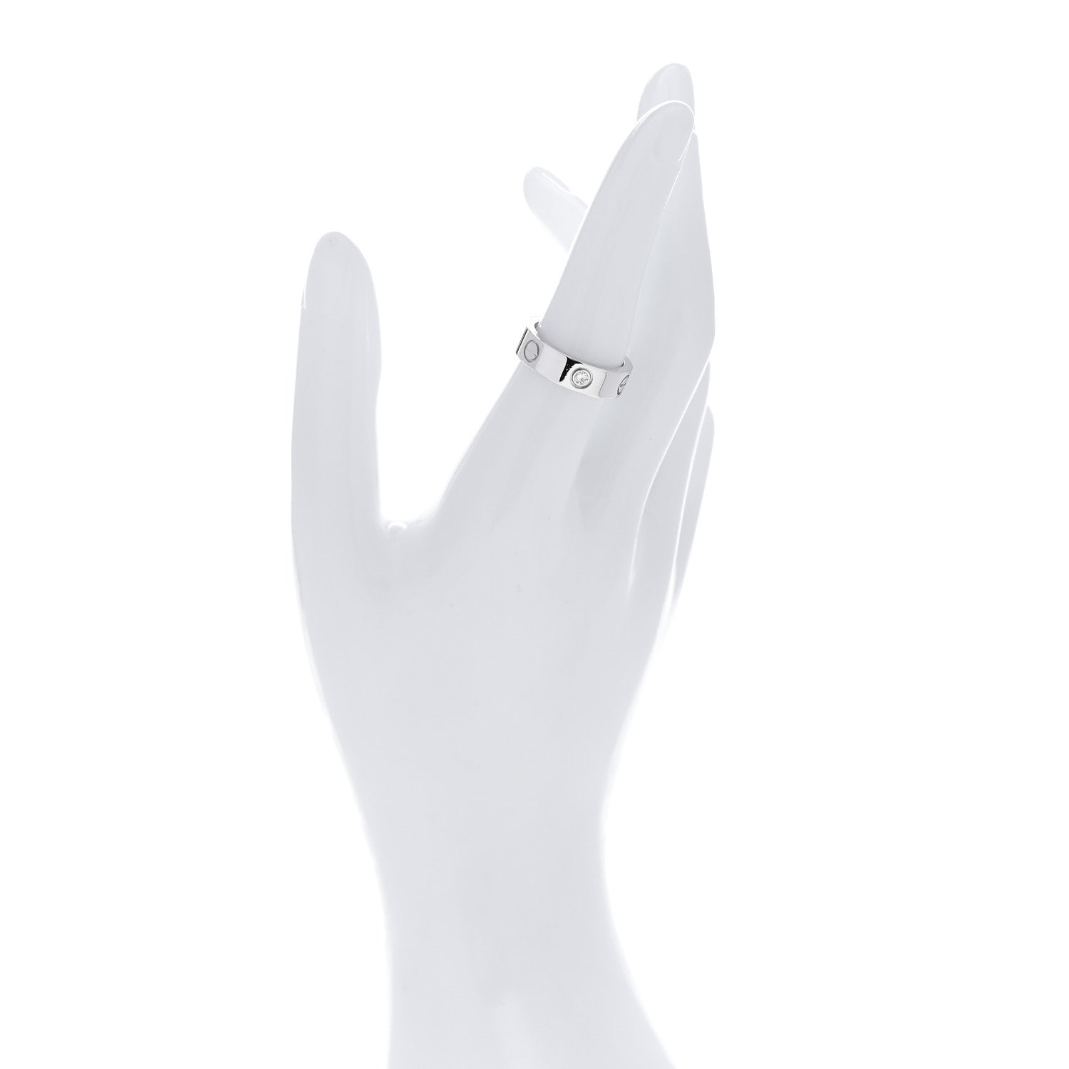 Cartier 18K White Gold 3 Diamond 5.5mm LOVE Ring 54 7 2 of 5