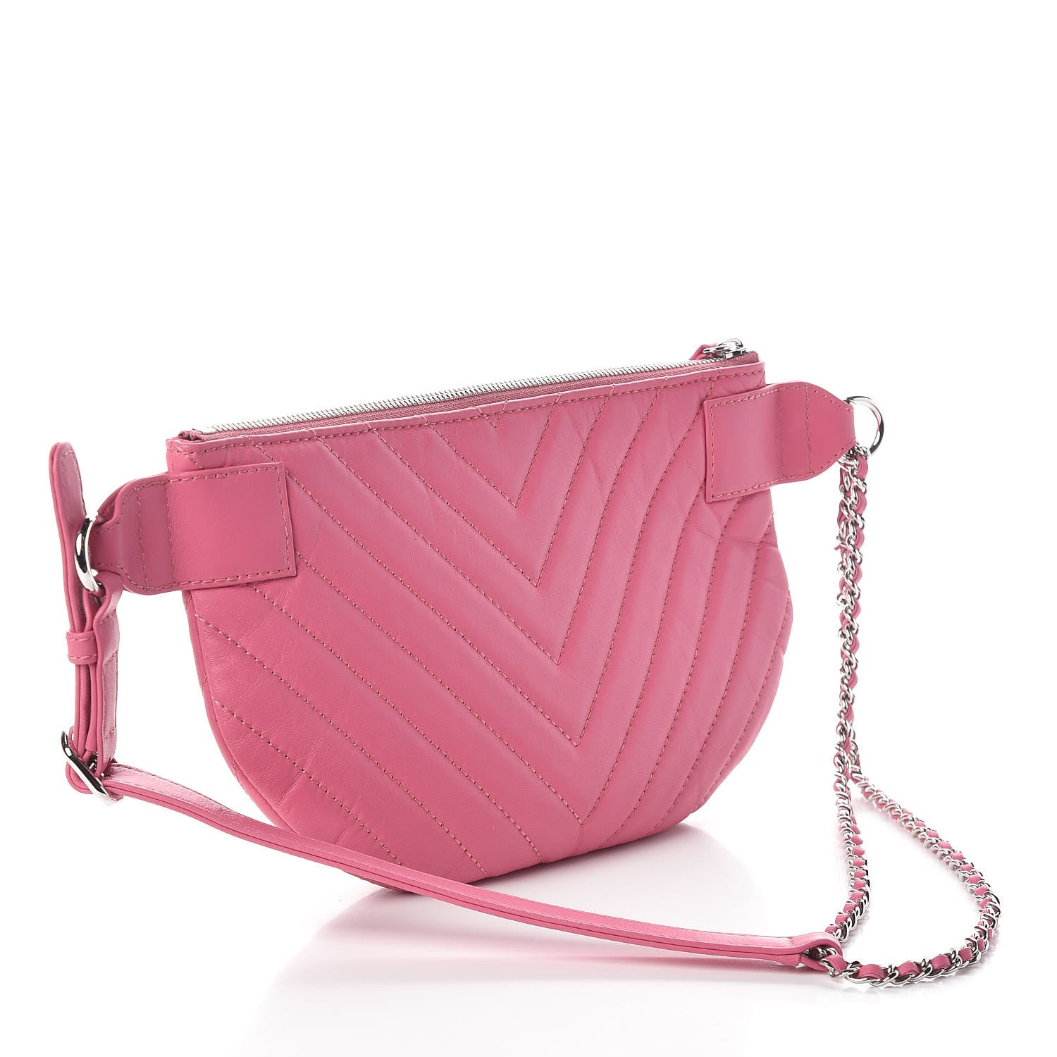 Chanel Lambskin Chevron Quilted Waist Belt Bag Pink 3 of 10