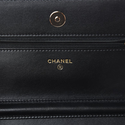 Chanel Tweed Quilted Wallet On Chain WOC Black Ecru White 5 of 10