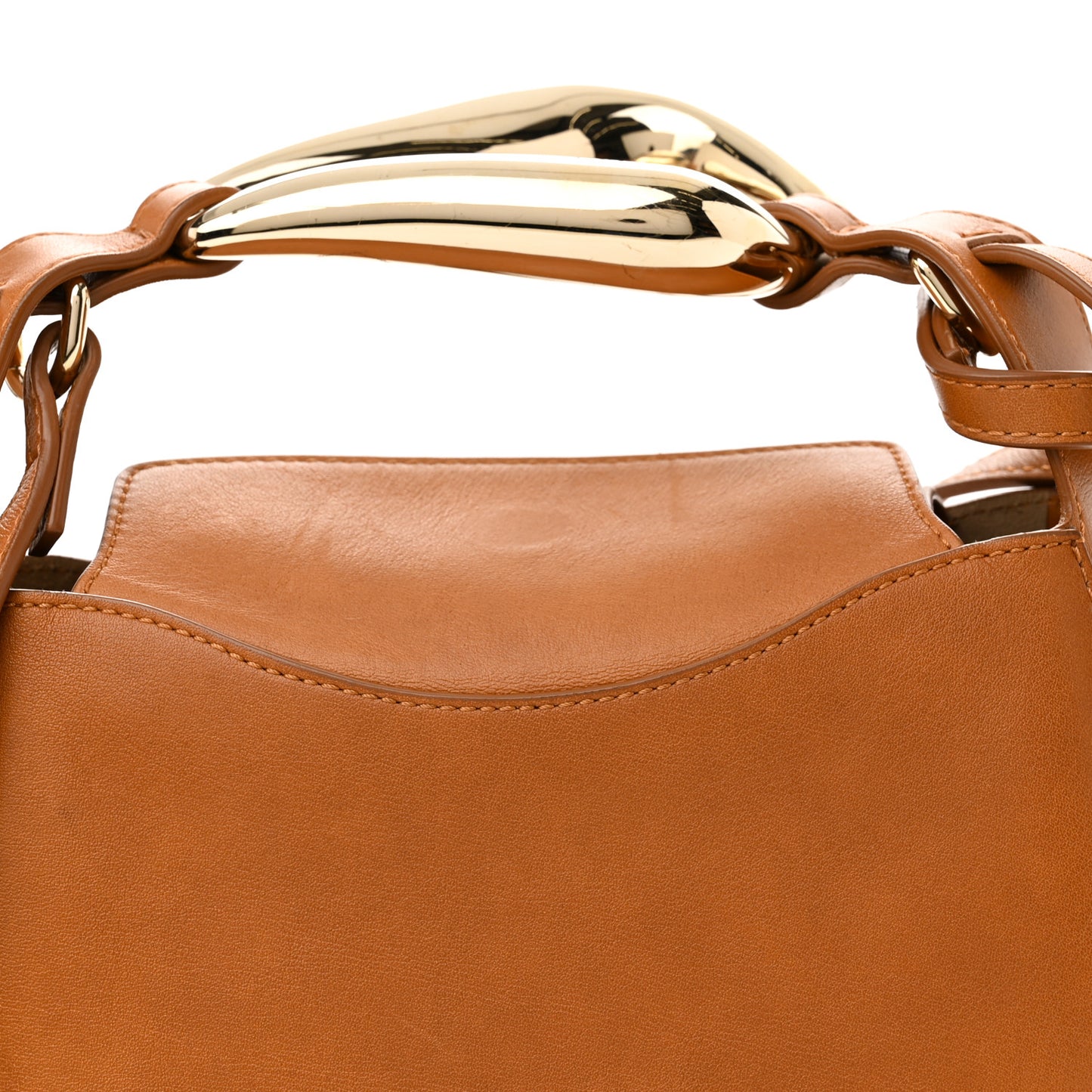 Grained Calfskin Kiss Bag Small Arizona Brown