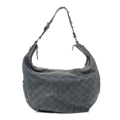 Gucci Guccissima Large Biba Studded Hobo Blue 1 of 18