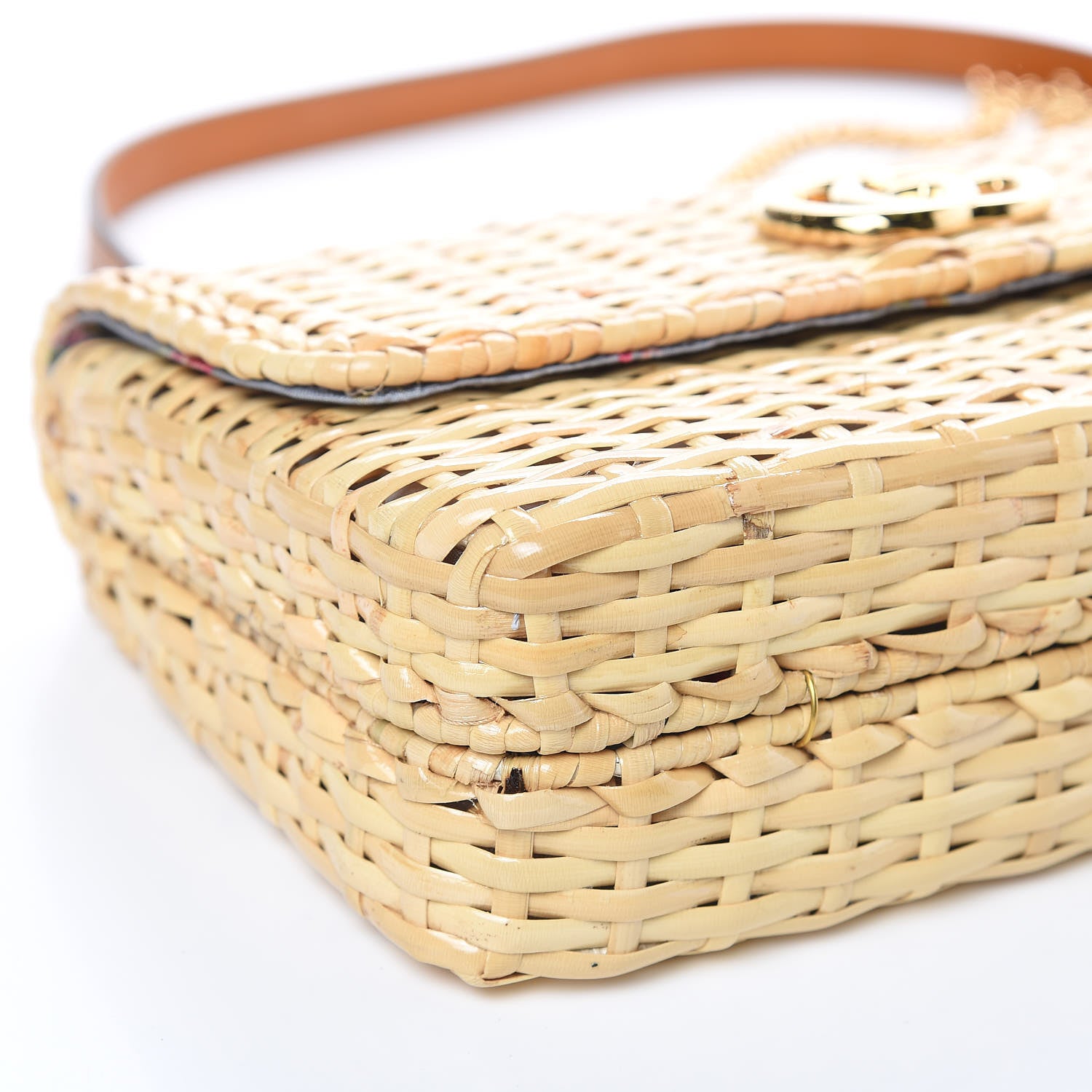 Gucci Glazed Wicker Small Cestino Shoulder Bag Natural 9 of 12