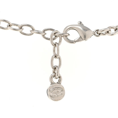 Chanel Crystal Baguette CC Drop Pendant Necklace Silver 5 of 7