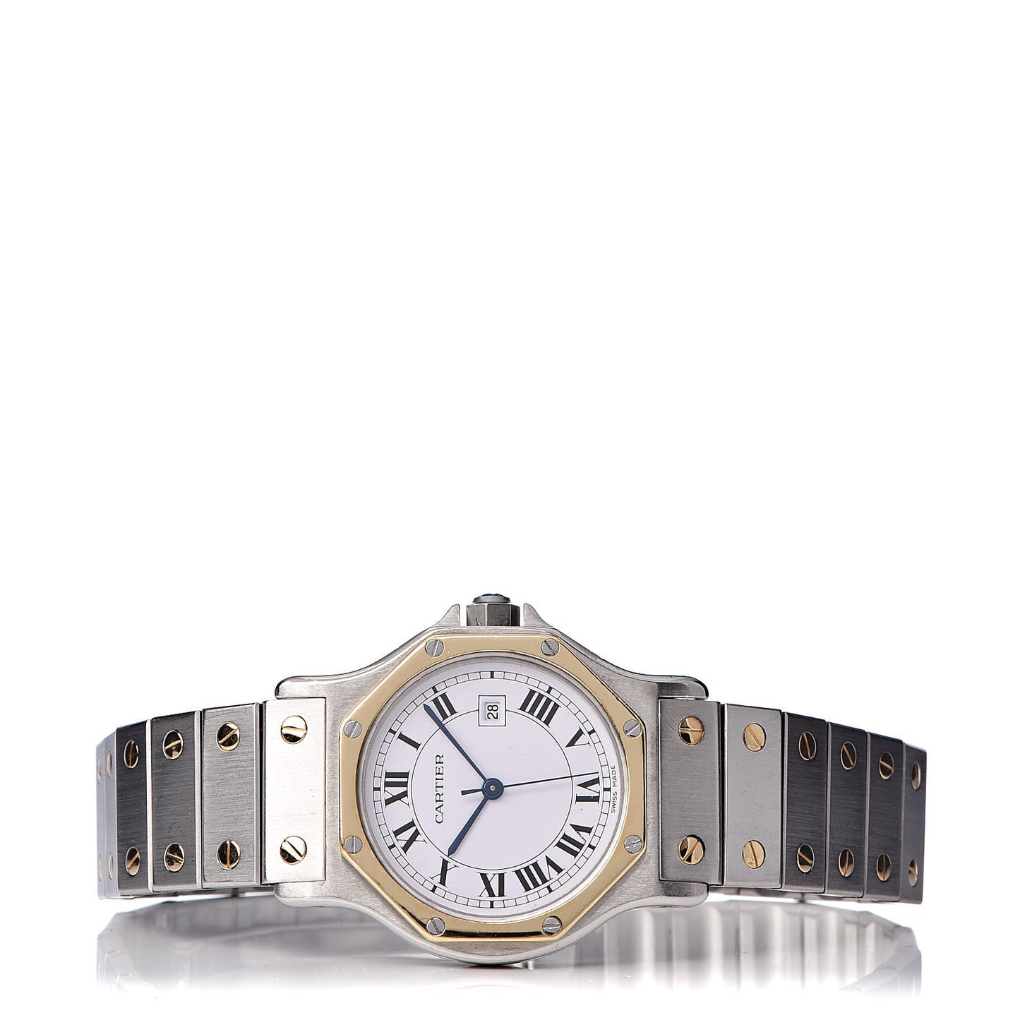 Stainless Steel 18K Yellow Gold 29mm Santos Octagon Automatic Watch