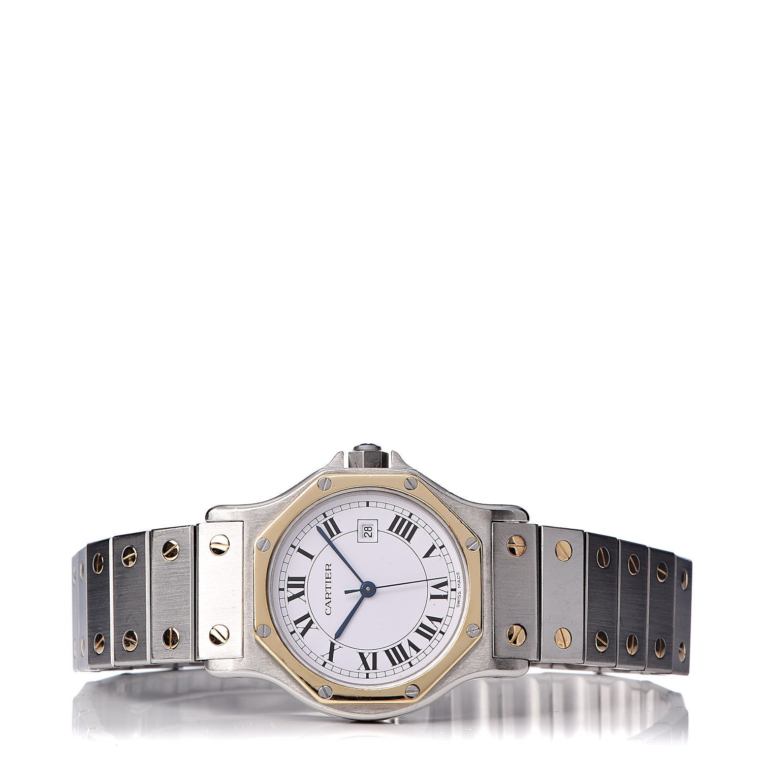 Cartier Stainless Steel 18K Yellow Gold 29mm Santos Octagon Automatic Watch 3 of 6
