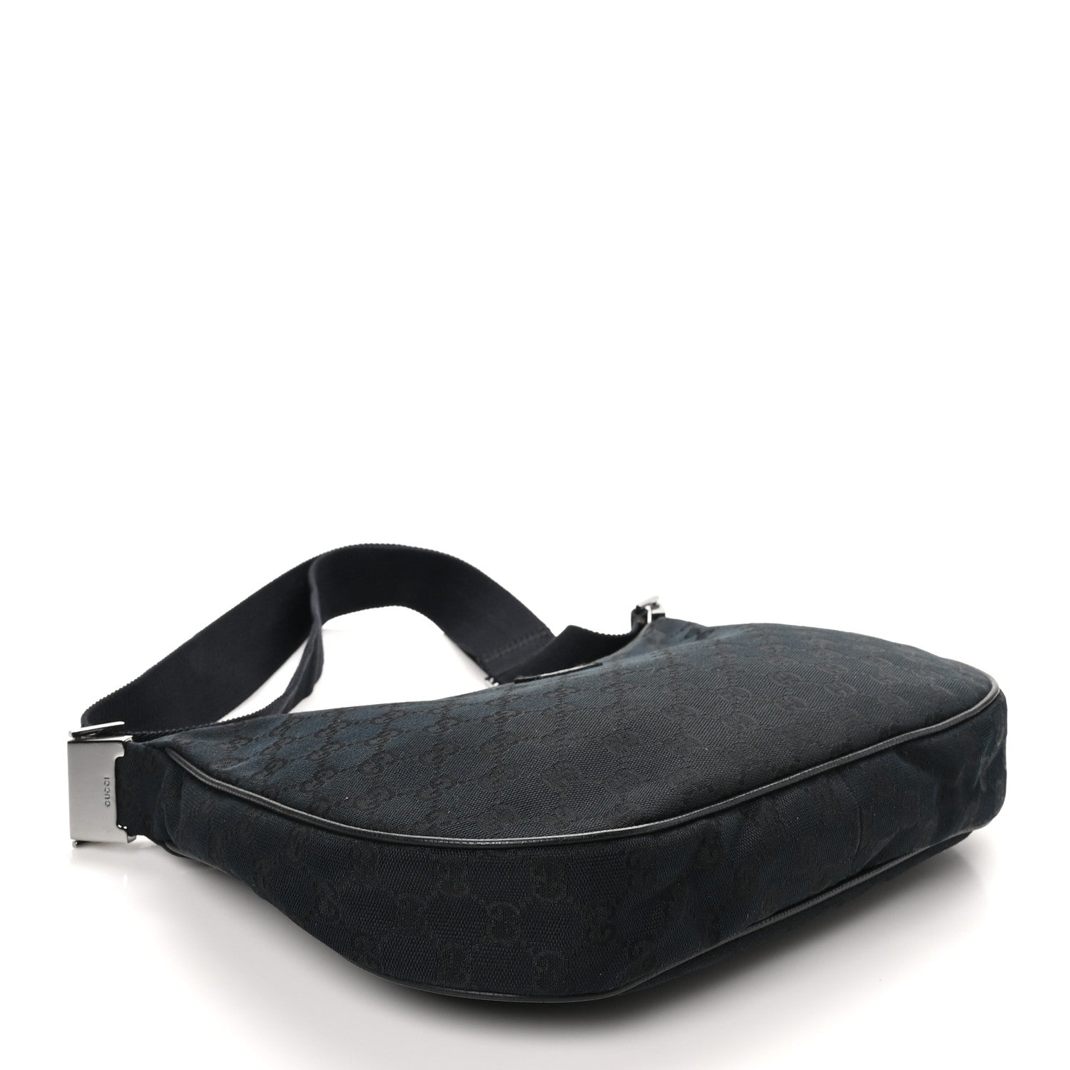 Gucci Monogram Medium Half Moon Hobo Black 3 of 9